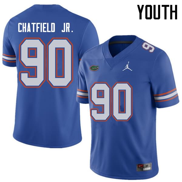 Youth NCAA Florida Gators Andrew Chatfield Jr. #90 Stitched Authentic Jordan Brand Royal College Football Jersey YWQ8065OY